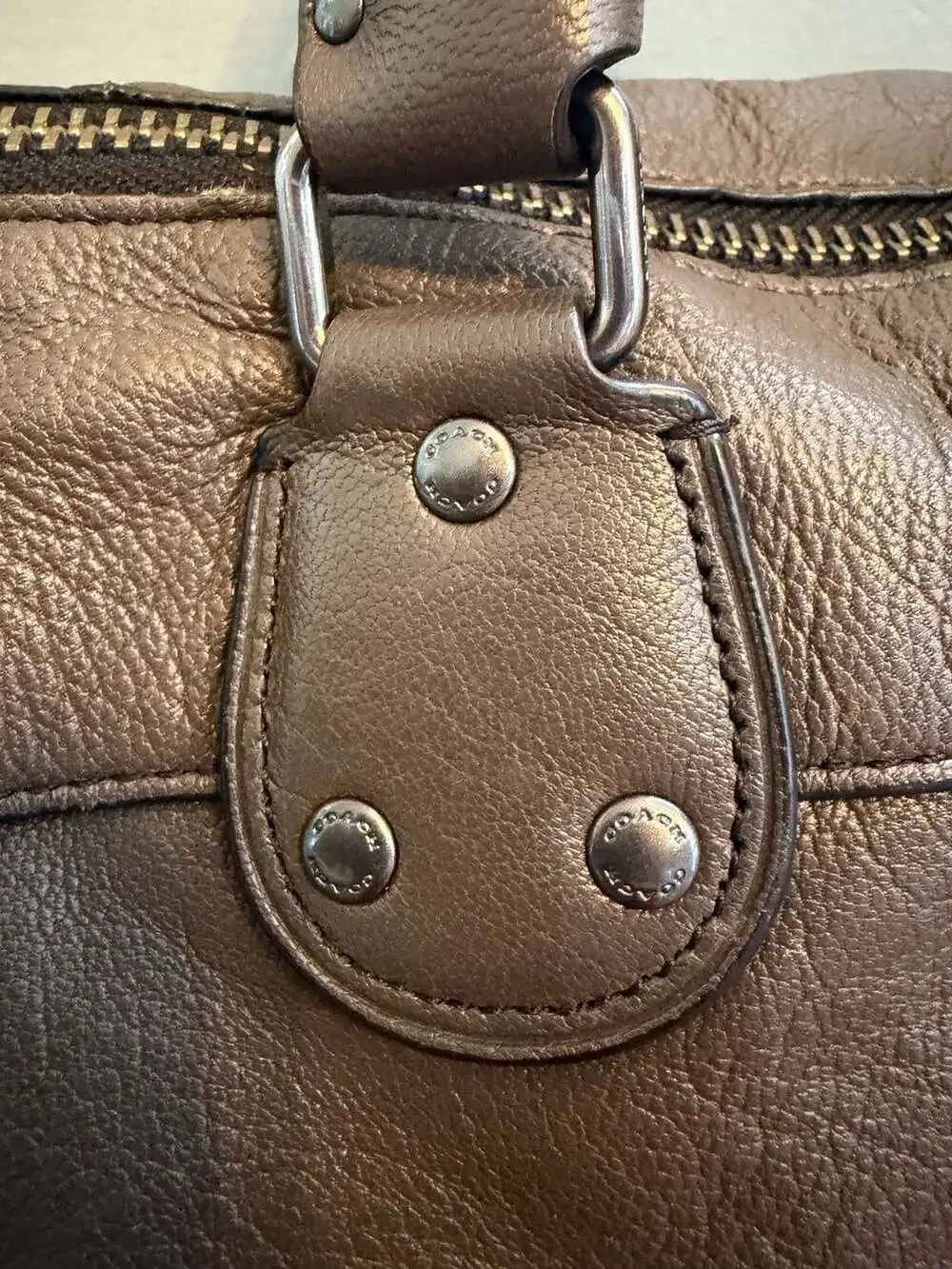 Coach Rhyder 33 Satchel in Metallic Leather with Turn-Lock Detail